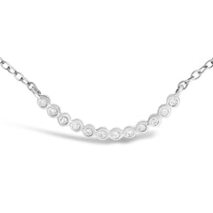 .925 Sterling Silver Diamond Accent Curved Bar Necklace- 18"