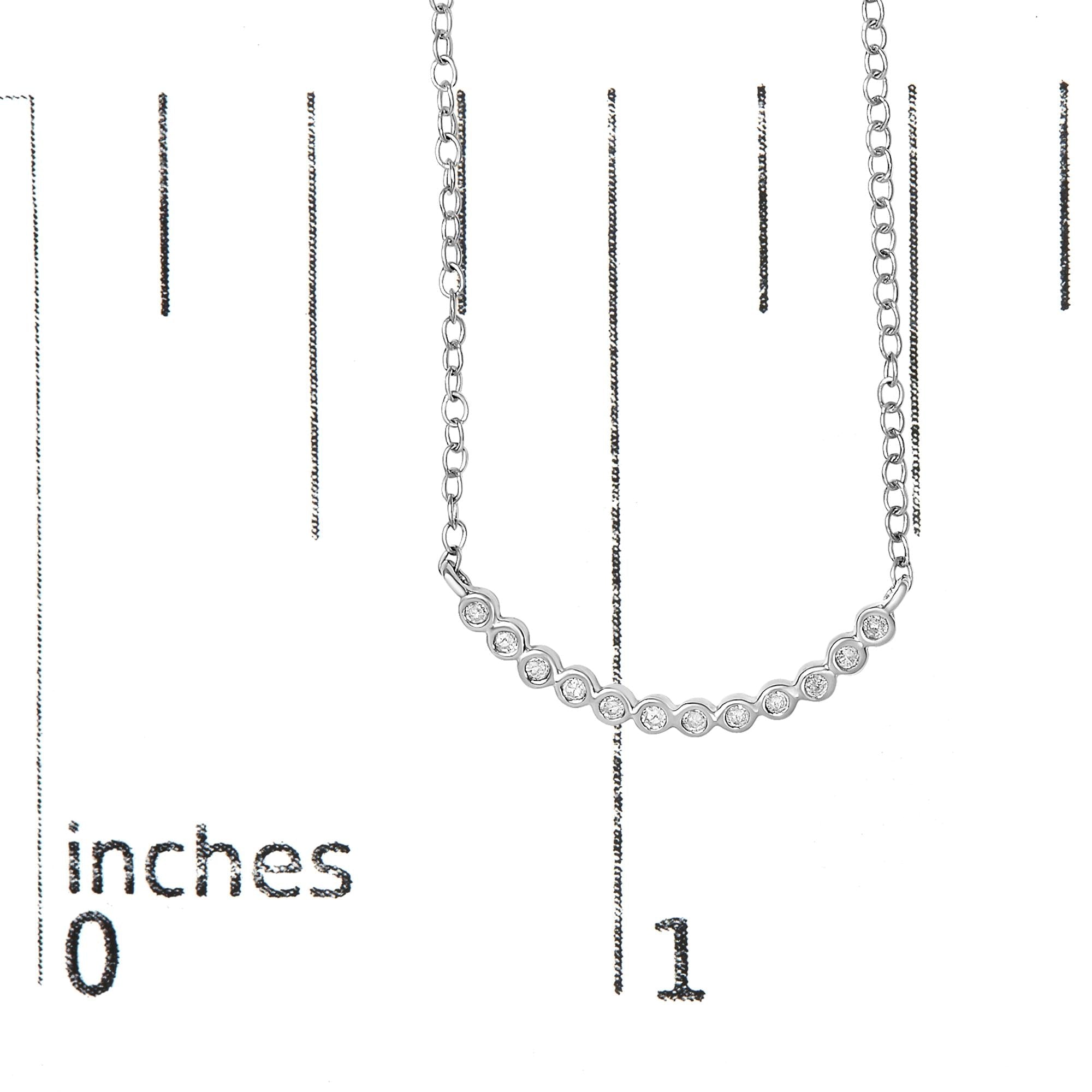 .925 Sterling Silver Diamond Accent Curved Bar Necklace- 18"