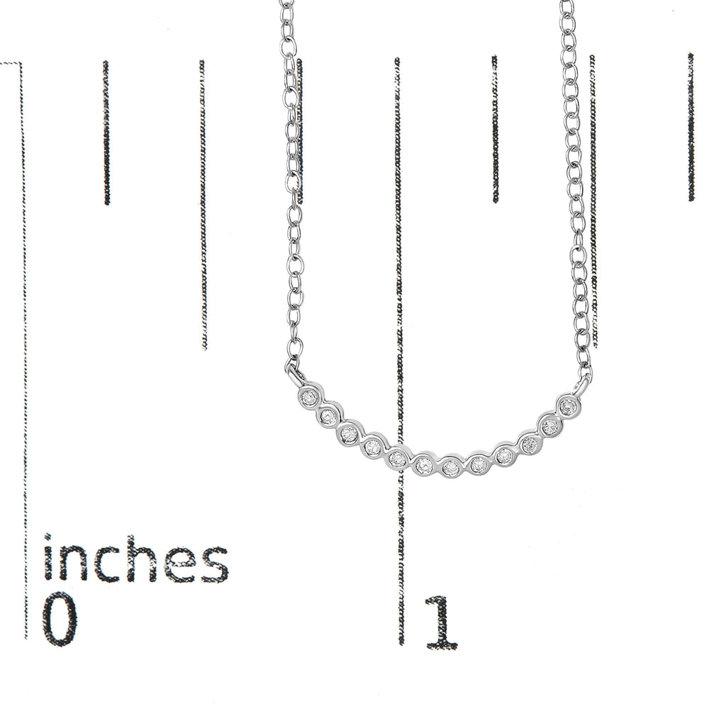 .925 Sterling Silver Diamond Accent Curved Bar Necklace- 18"