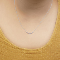 .925 Sterling Silver Blue Diamond Accent Curved Bar Necklace- 18"
