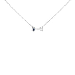 .925 Sterling Silver Treated Blue Diamond Accent Dog Bone Charm 18" Pendant Necklace (Blue Color, I2-I3 Clarity)