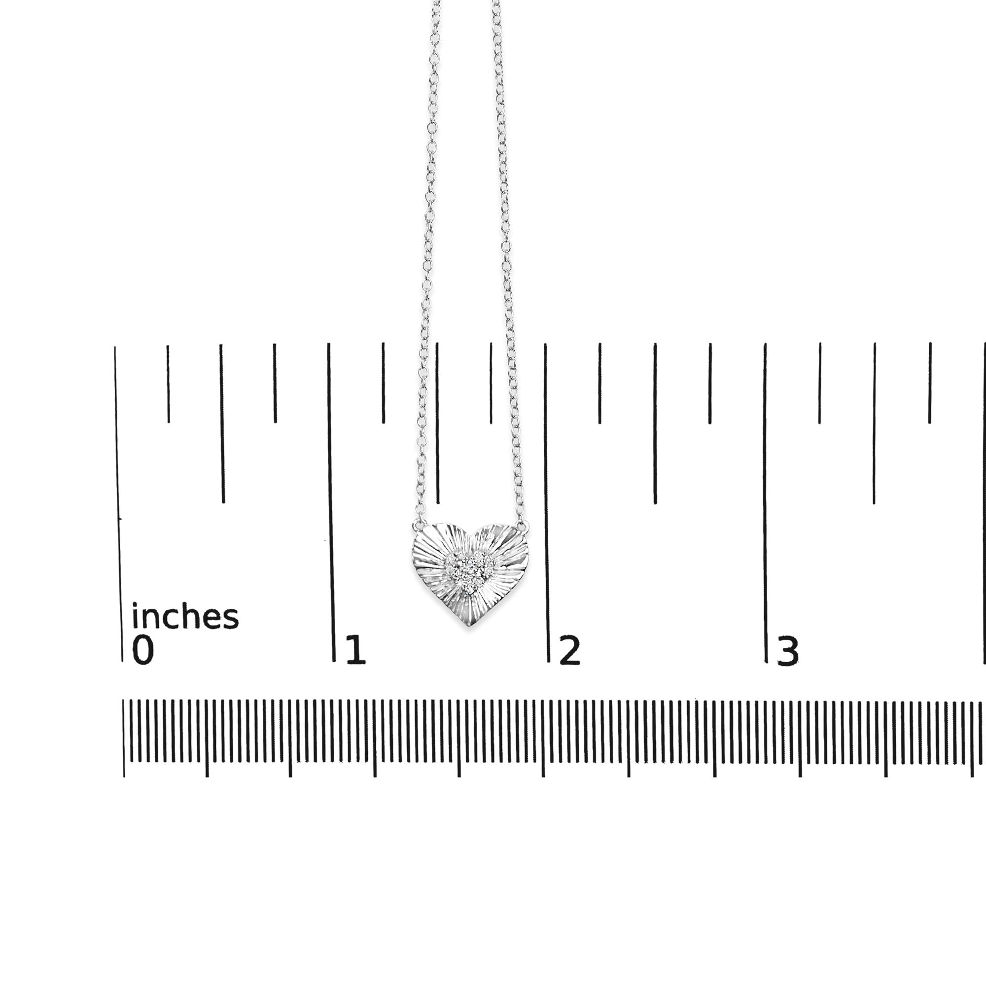 .925 Sterling Silver 1/10 Cttw Diamond Cluster Heart 18" Pendant Necklace (I-J Color, I3 Clarity)