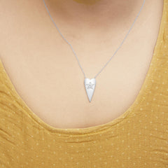 .925 Sterling Silver Diamond Heart with Star Pendant Necklace