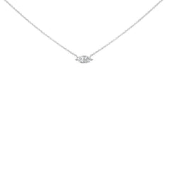 14K White Gold 1/2 Cttw Marquise Lab-Grown Diamond East West Solitaire 18" Pendant Necklace (F-G Color, VS2-SI1 Clarity)