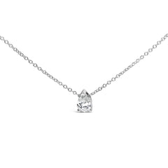 14K White Gold 1/2 Cttw Pear Shape Lab-Grown Diamond 3-Prong Solitaire Pendant Necklace 18 Inch (F-G Color, VS2-SI1 Clarity)