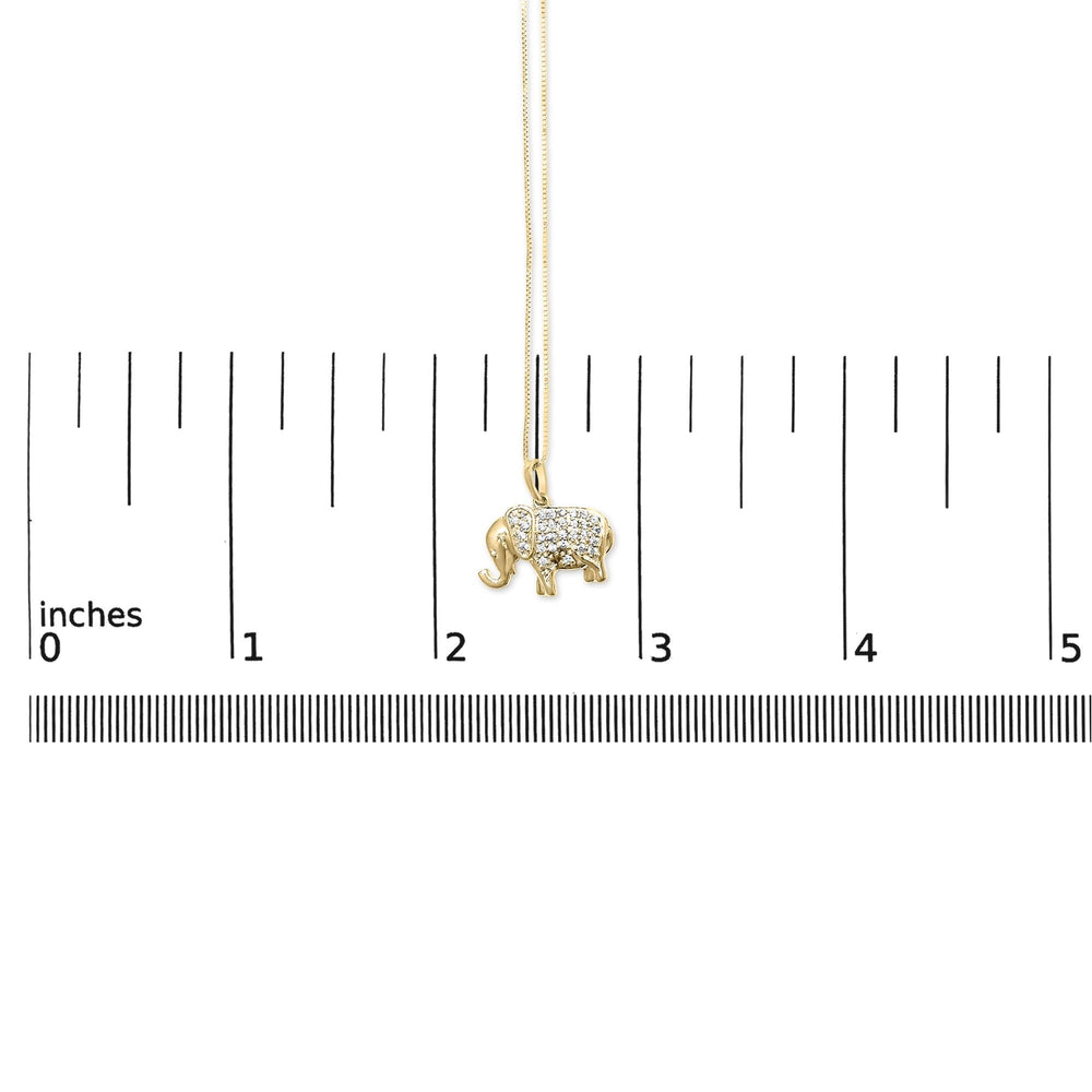 10K Yellow Gold 1/5 Cttw Diamond Elephant Pendant Necklace