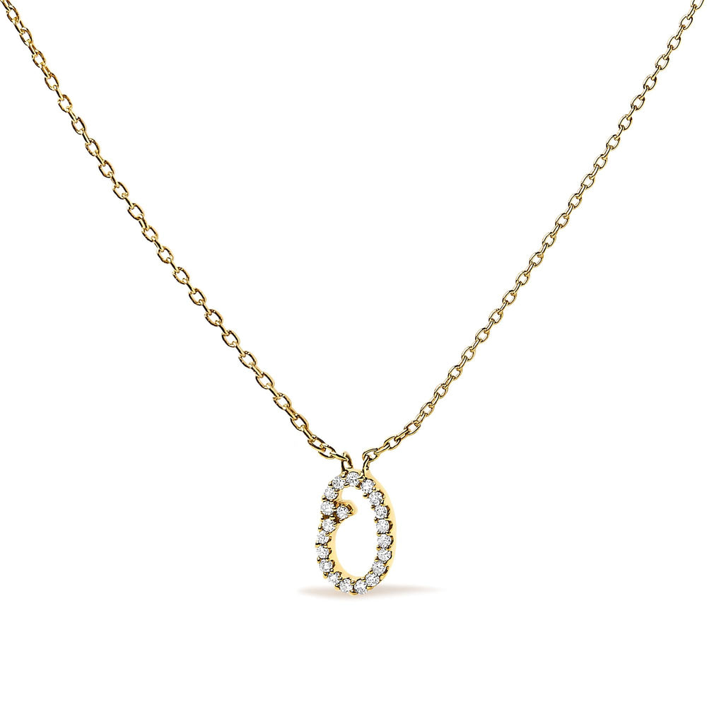 10K Yellow Gold Diamond Accent  A-Z Initial Script Style Pendant Necklace