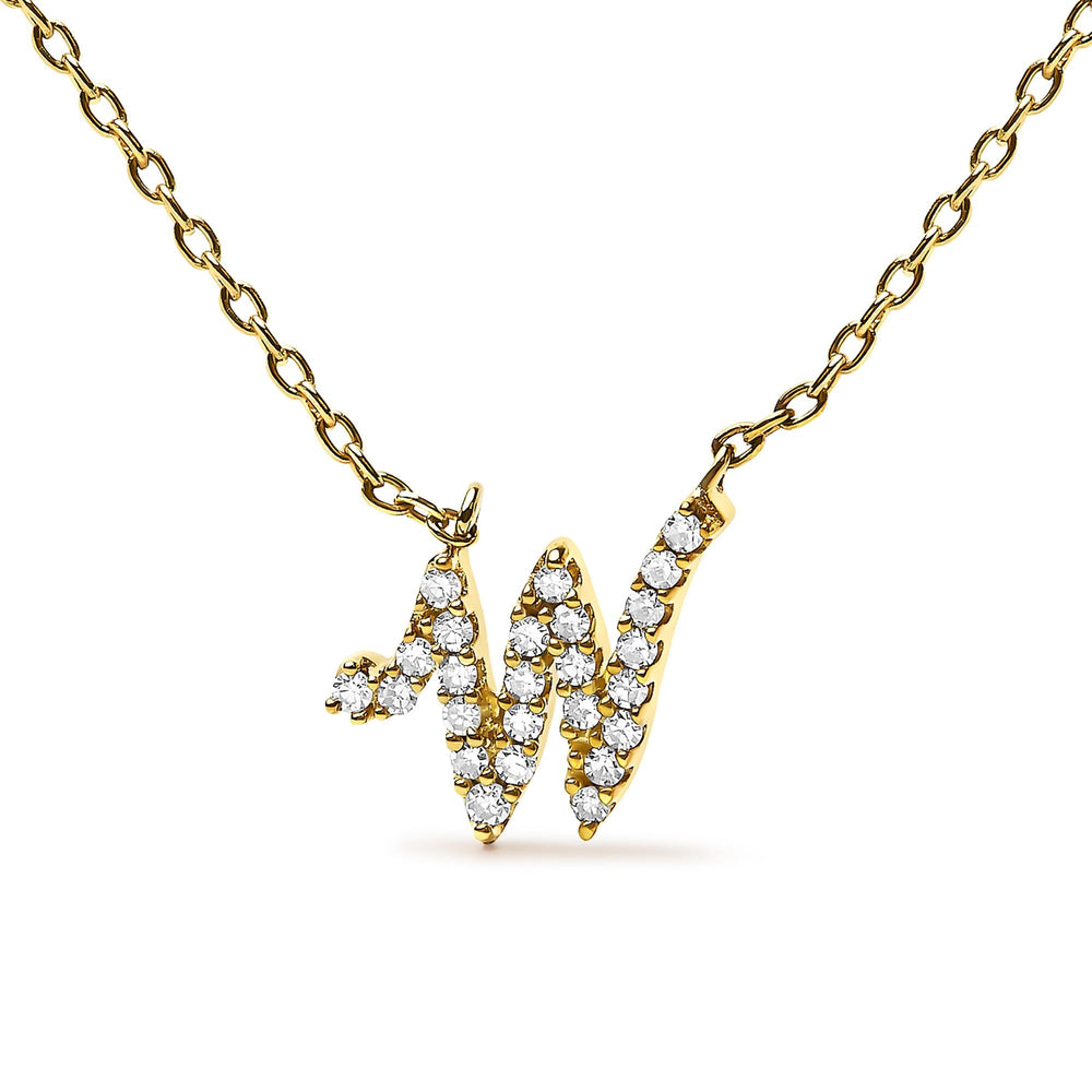 14K Yellow Gold Diamond Accent "A-Z" Initial Script Style Pendant Necklace