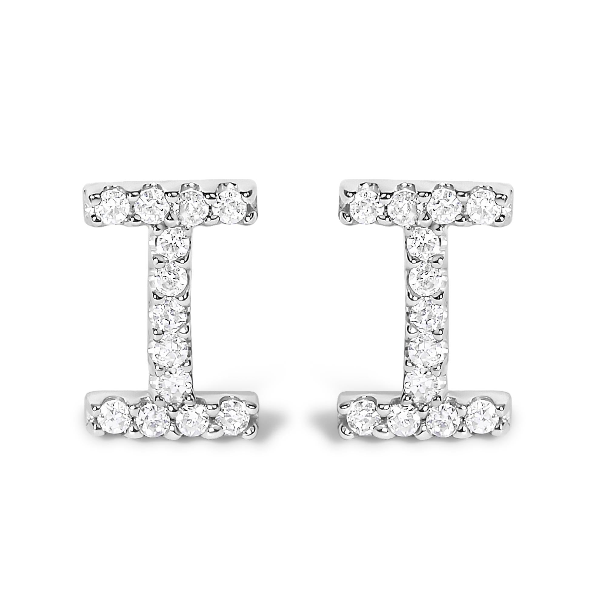 10K White Gold 1/10 Cttw Diamond Initial “A” to "Z" Stud Earring