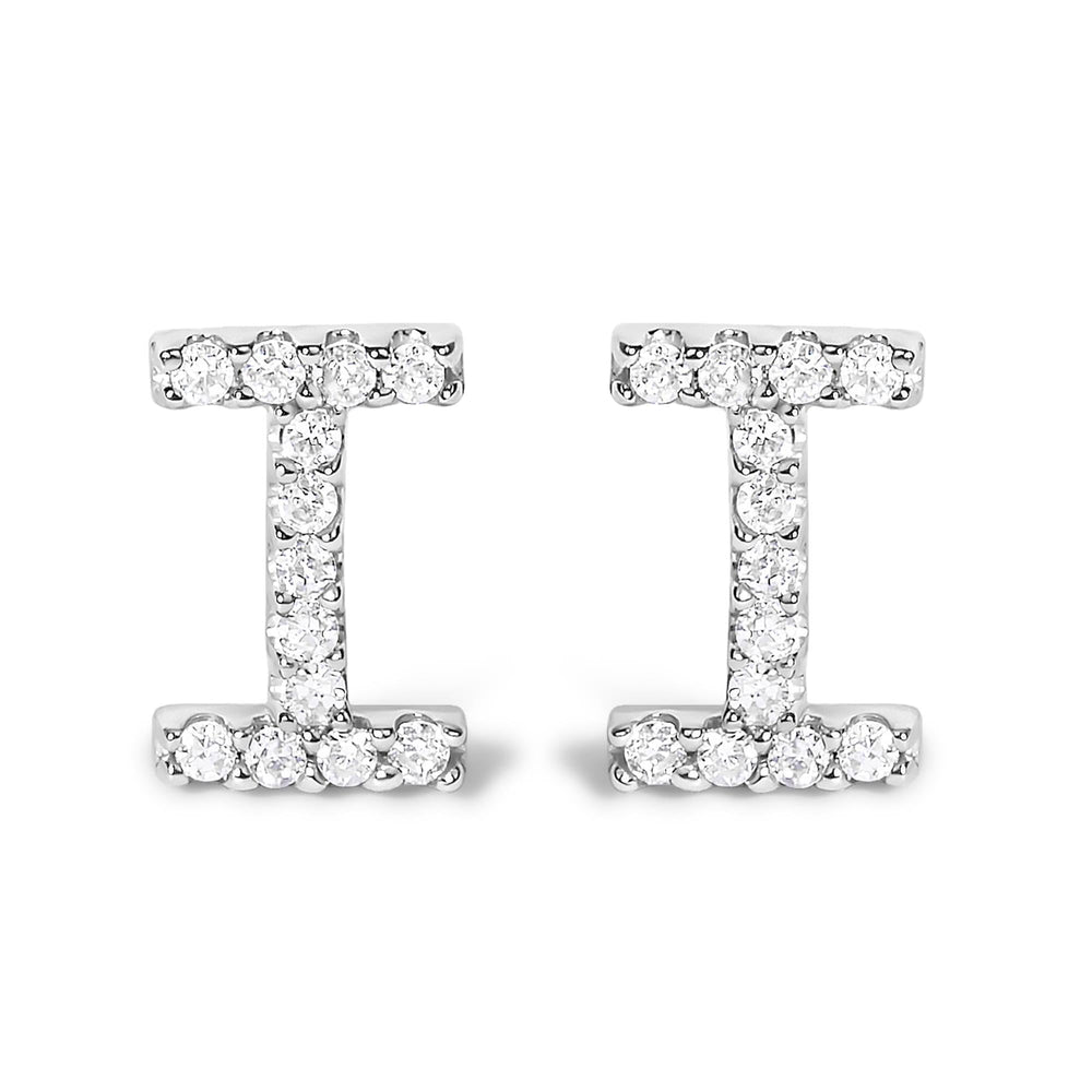 10K White Gold 1/10 Cttw Diamond Initial “A” to "Z" Stud Earring