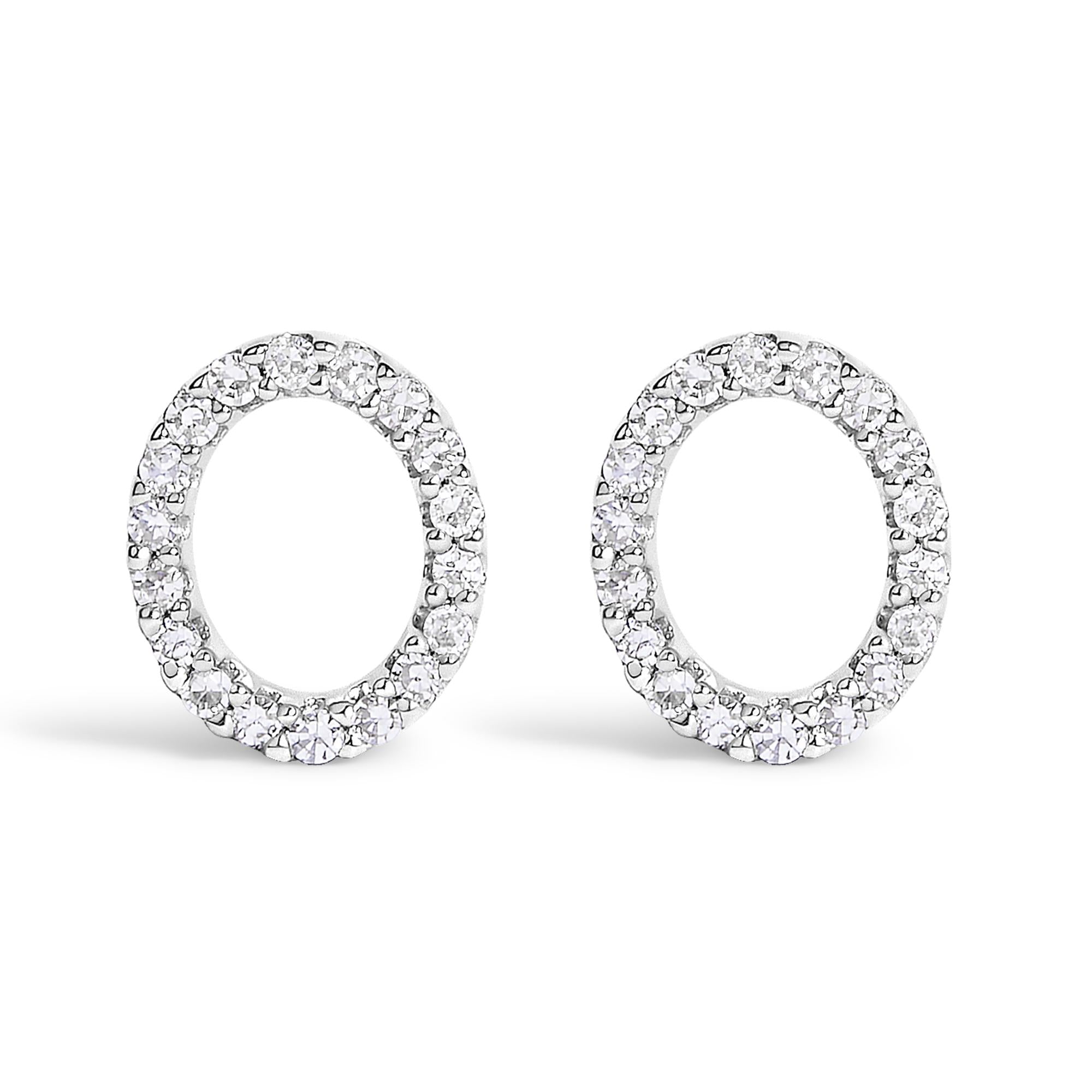 10K White Gold 1/10 Cttw Diamond Initial “A” to "Z" Stud Earring