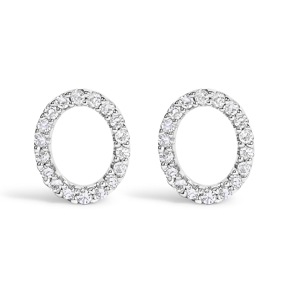 10K White Gold 1/10 Cttw Diamond Initial “A” to "Z" Stud Earring