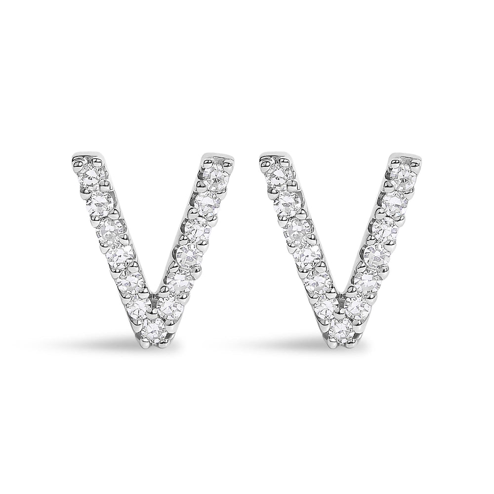 10K White Gold 1/10 Cttw Diamond Initial “A” to "Z" Stud Earring