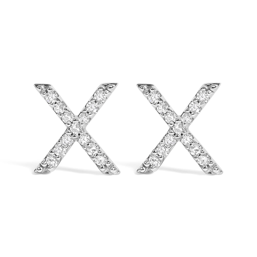 10K White Gold 1/10 Cttw Diamond Initial “A” to "Z" Stud Earring