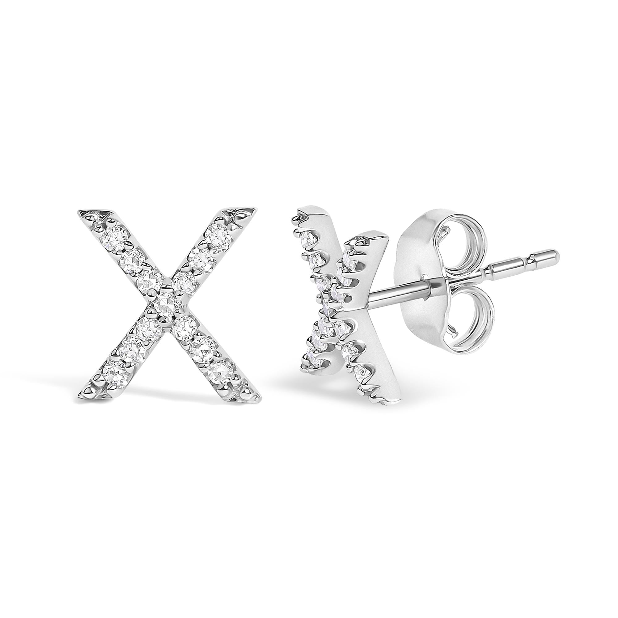 10K White Gold 1/10 Cttw Diamond Initial “A” to "Z" Stud Earring