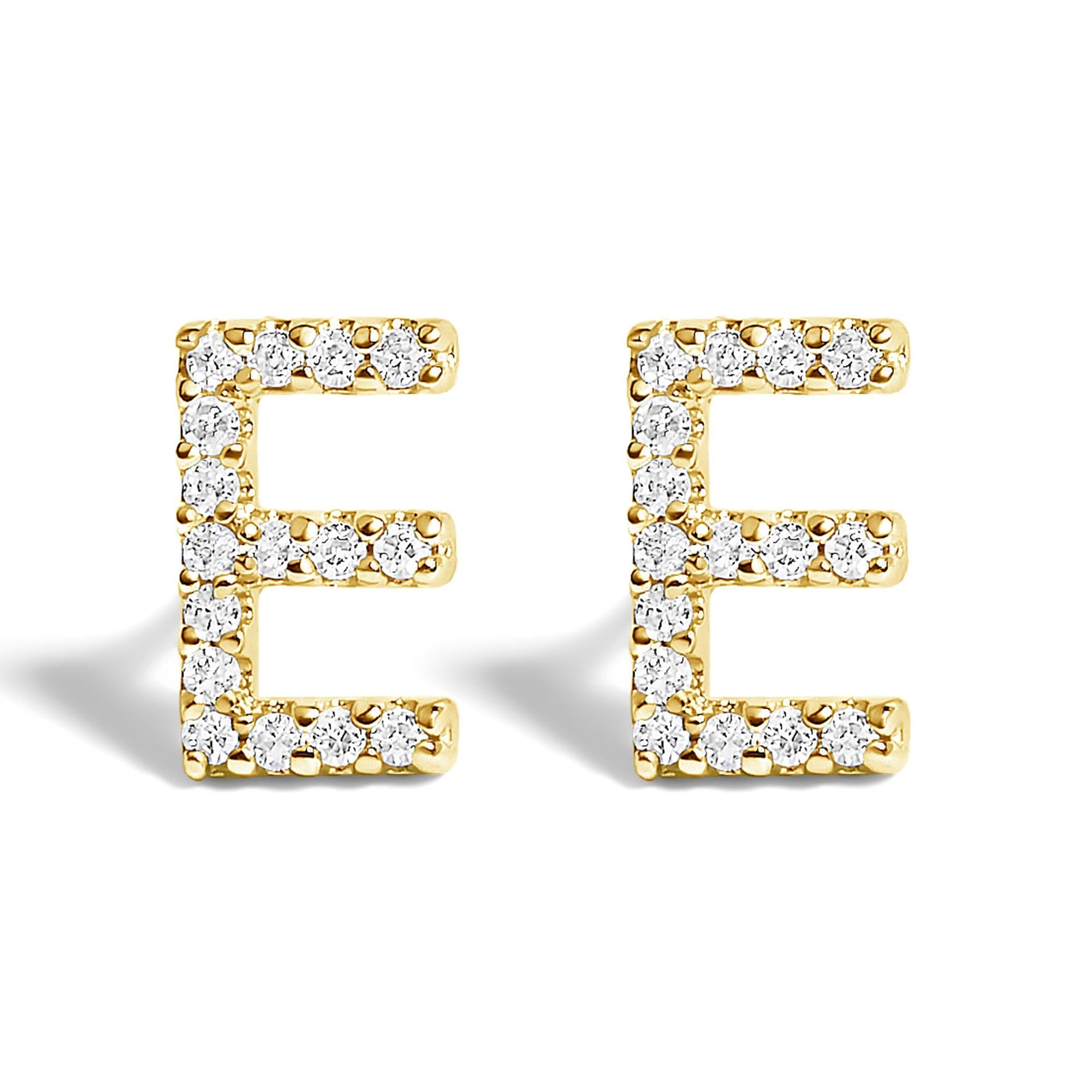 10K Yellow Gold 1/10 Cttw Diamond Initial “A” to "Z" Stud Earring