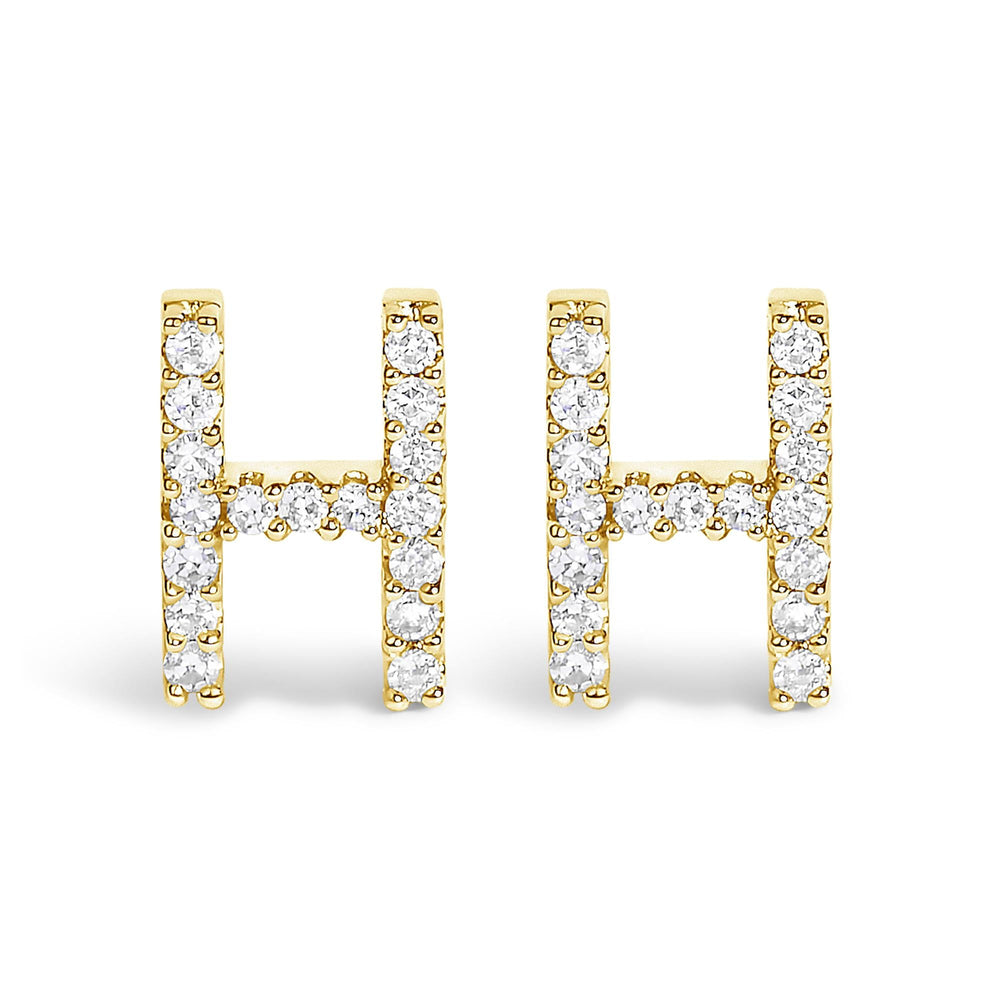 10K Yellow Gold 1/10 Cttw Diamond Initial “A” to "Z" Stud Earring