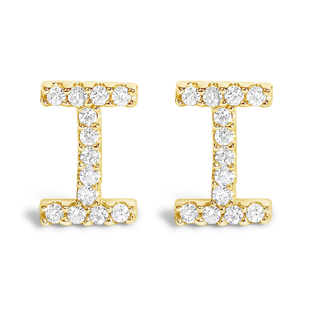 10K Yellow Gold 1/10 Cttw Diamond Initial “A” to "Z" Stud Earring