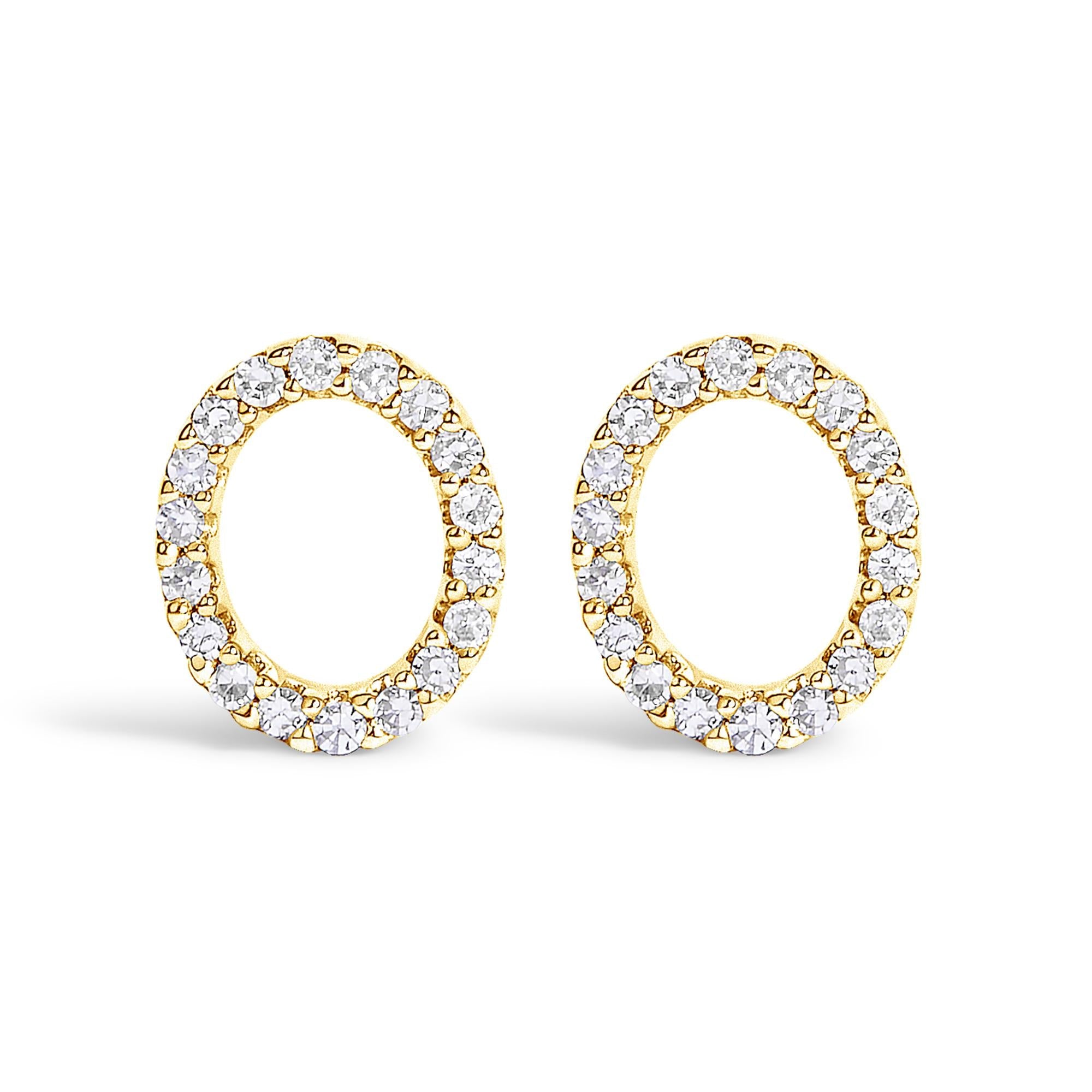 10K Yellow Gold 1/10 Cttw Diamond Initial “A” to "Z" Stud Earring