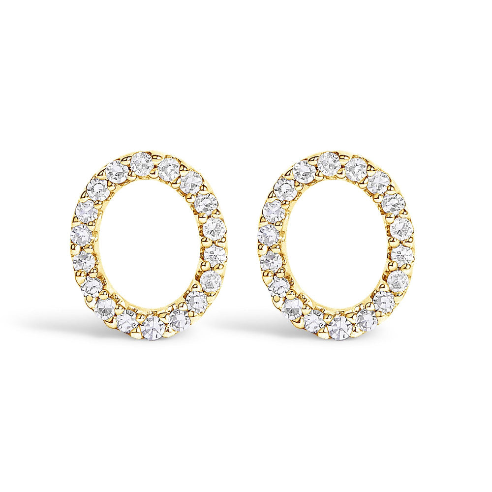 10K Yellow Gold 1/10 Cttw Diamond Initial “A” to "Z" Stud Earring