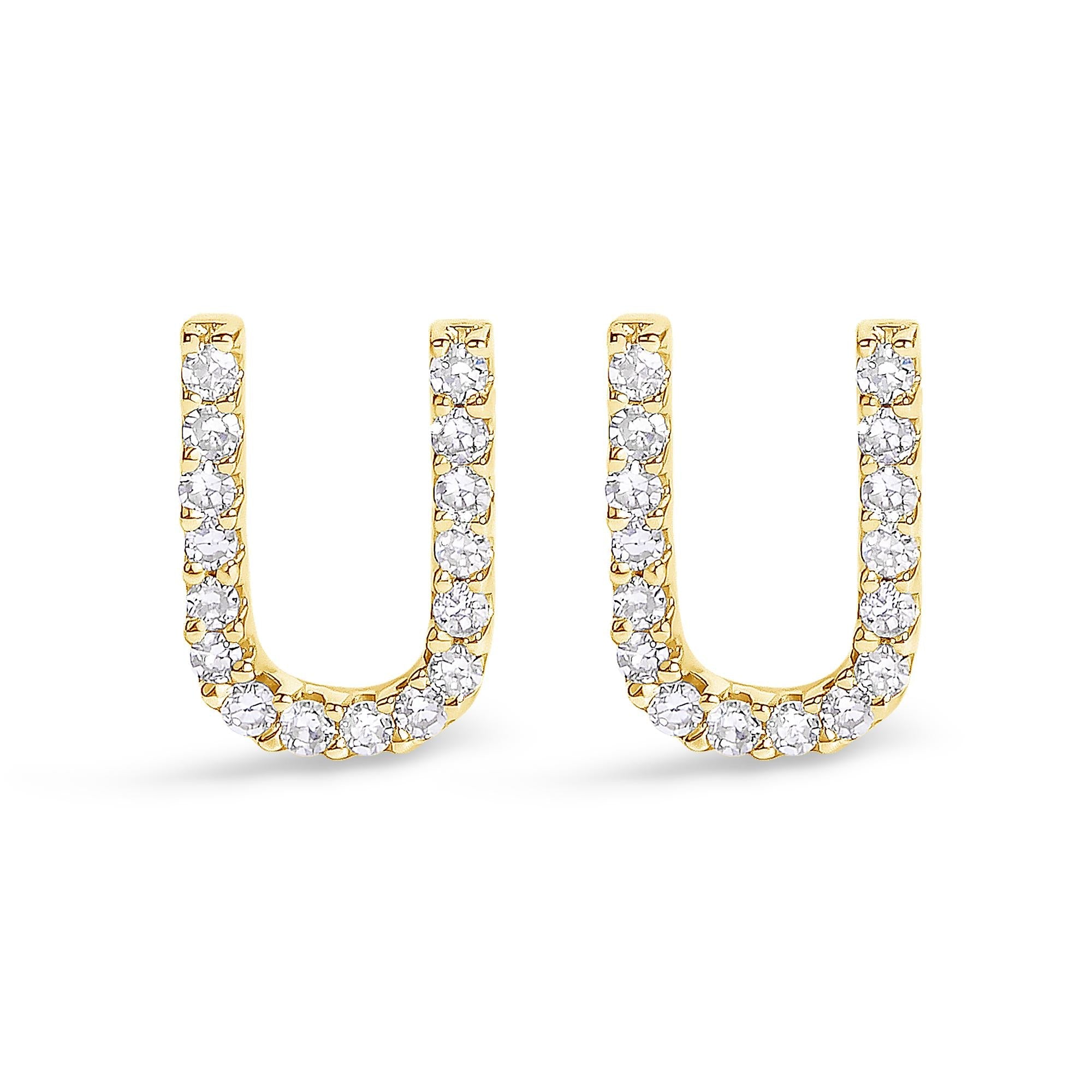10K Yellow Gold 1/10 Cttw Diamond Initial “A” to "Z" Stud Earring