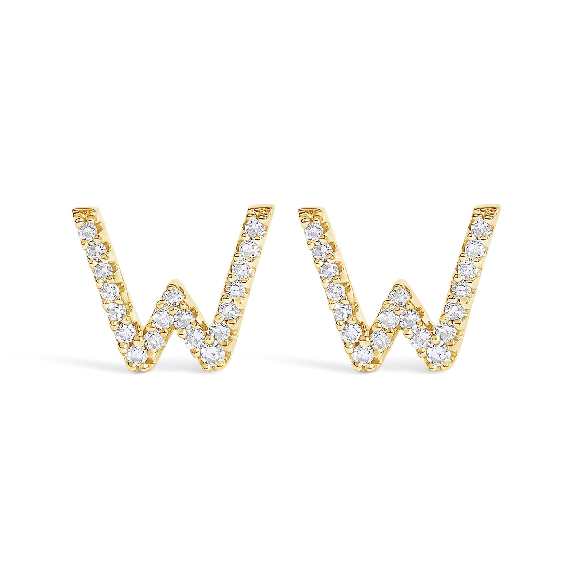 10K Yellow Gold 1/10 Cttw Diamond Initial “A” to "Z" Stud Earring