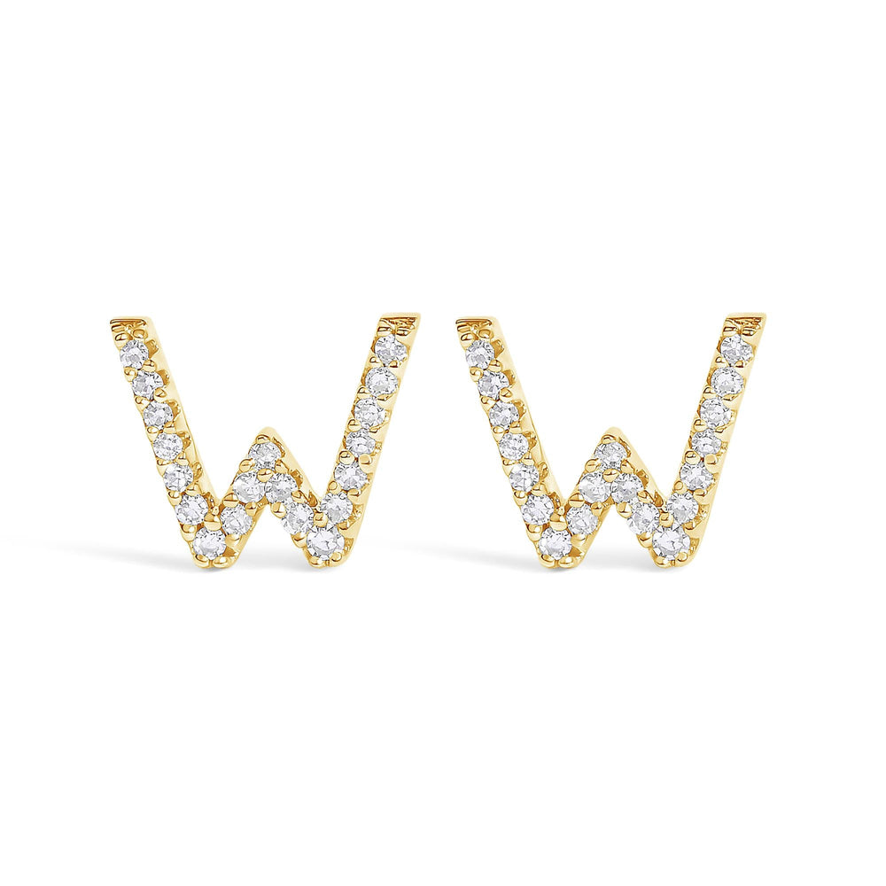 10K Yellow Gold 1/10 Cttw Diamond Initial “A” to "Z" Stud Earring