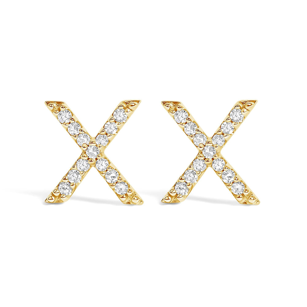 10K Yellow Gold 1/10 Cttw Diamond Initial “A” to "Z" Stud Earring