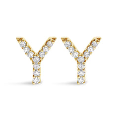 10K Yellow Gold 1/10 Cttw Diamond Initial “A” to "Z" Stud Earring