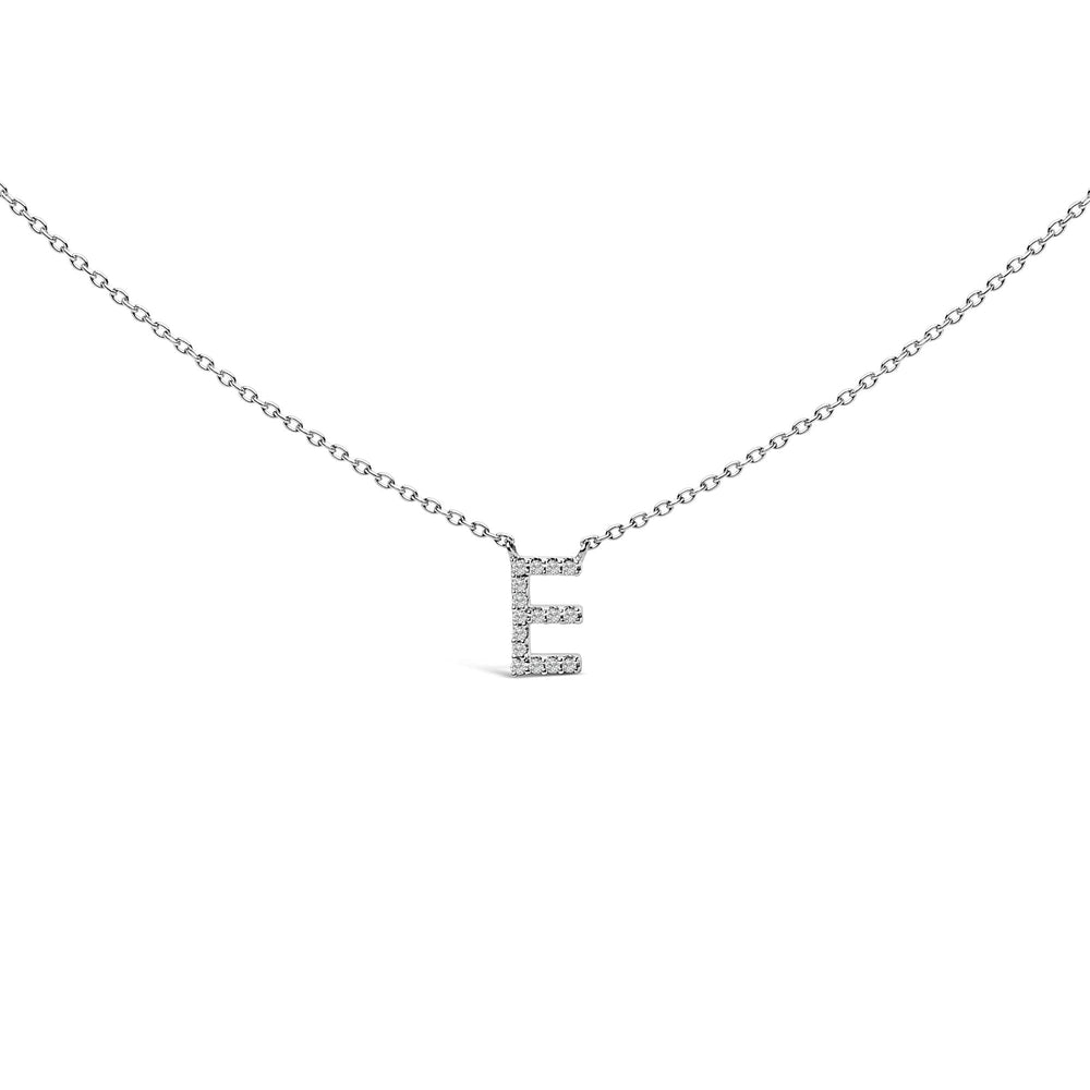 10K White Gold Diamond Accent "A-Z" Block Initial Pendant Necklace