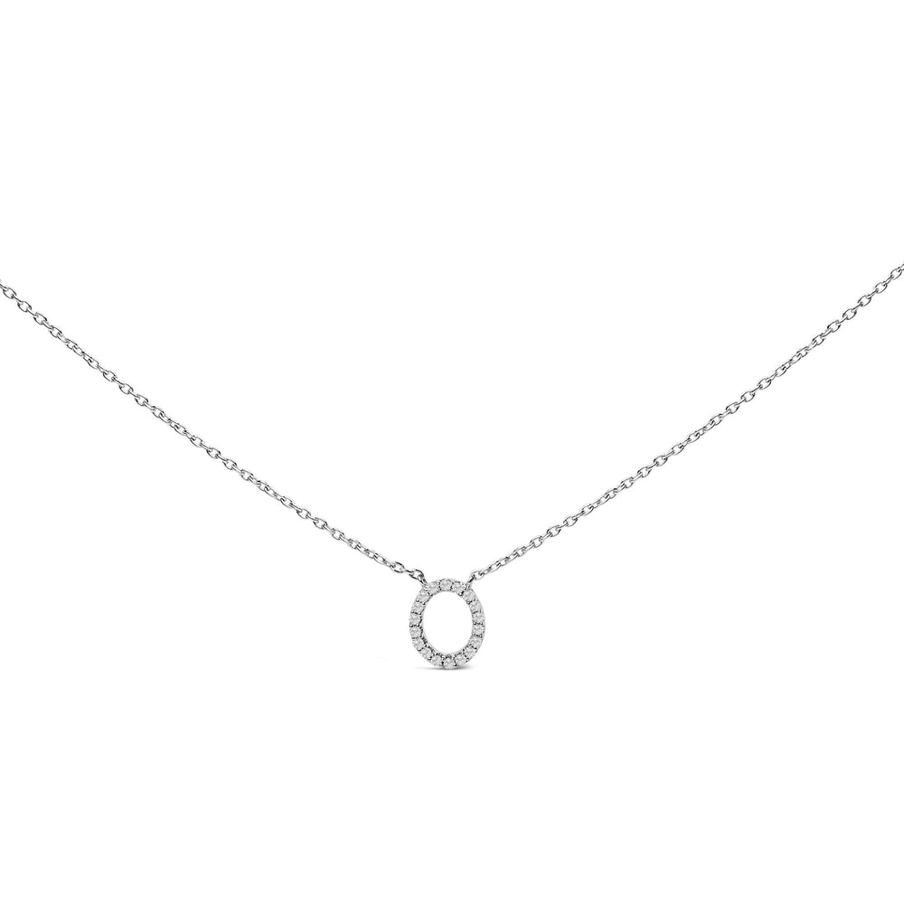 10K White Gold Diamond Accent "A-Z" Block Initial Pendant Necklace