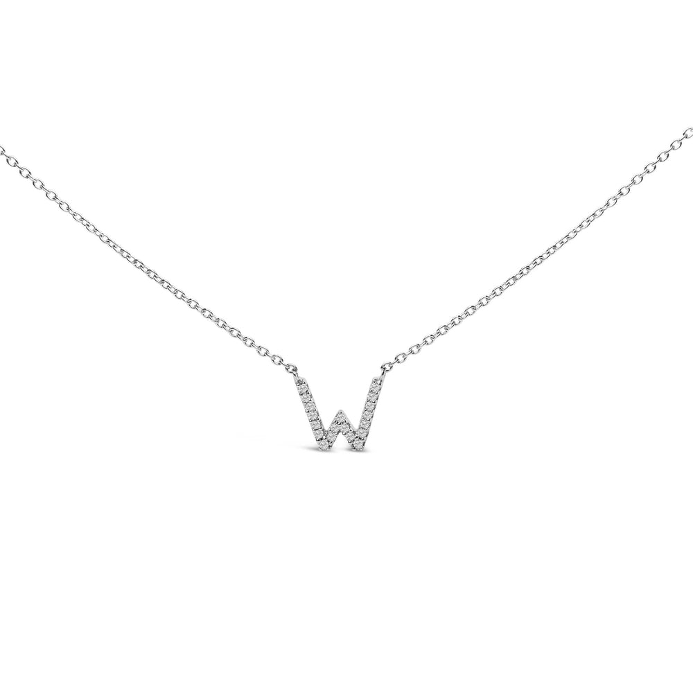 10K White Gold Diamond Accent "A-Z" Block Initial Pendant Necklace