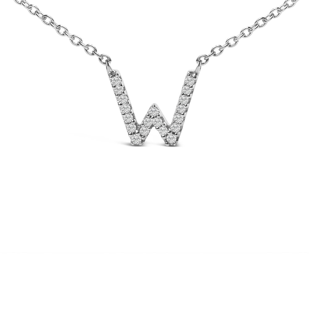 10K White Gold Diamond Accent "A-Z" Block Initial Pendant Necklace