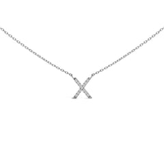 10K White Gold Diamond Accent "A-Z" Block Initial Pendant Necklace