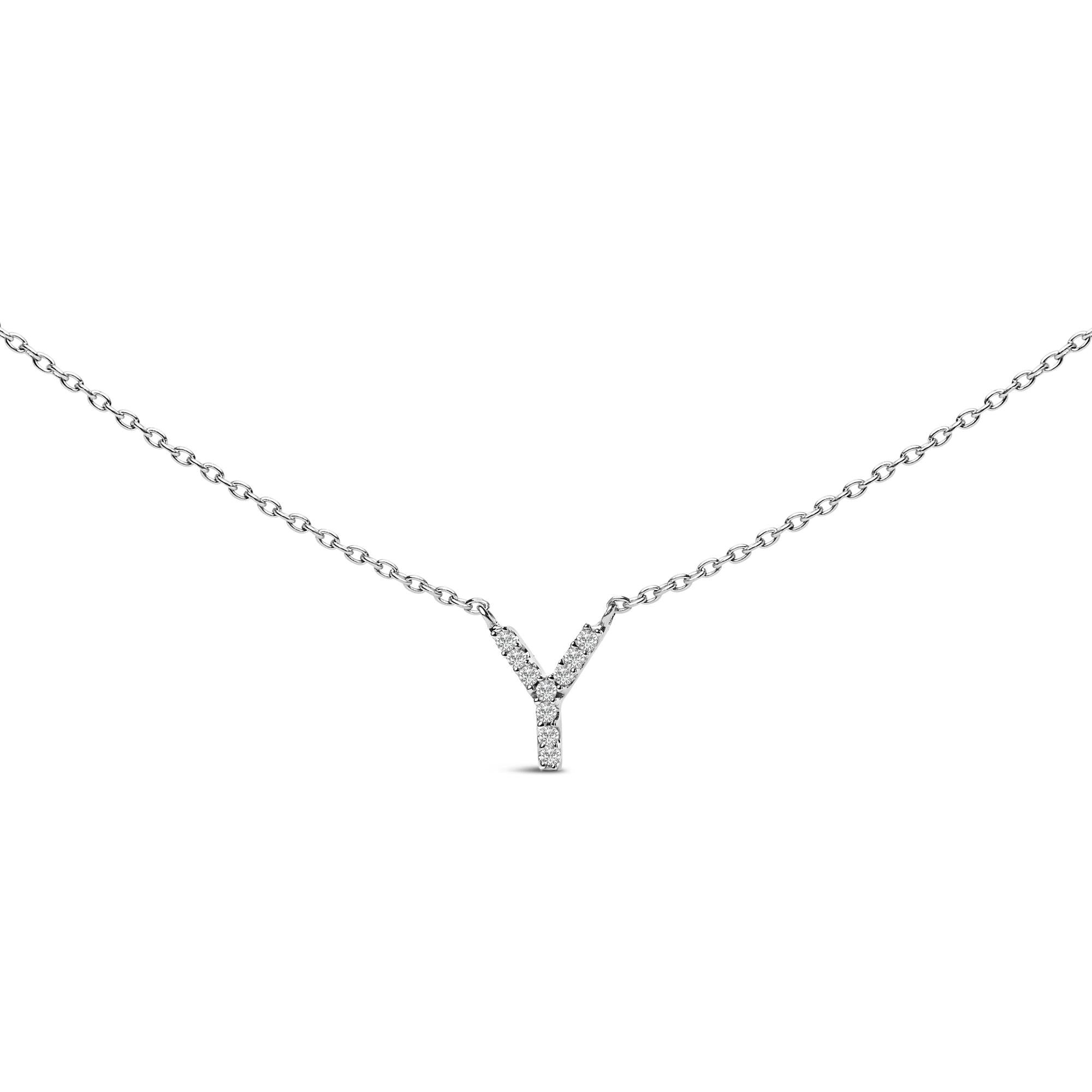10K White Gold Diamond Accent "A-Z" Block Initial Pendant Necklace