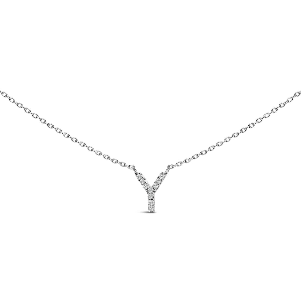 10K White Gold Diamond Accent "A-Z" Block Initial Pendant Necklace