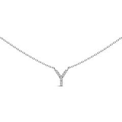 10K White Gold Diamond Accent "A-Z" Block Initial Pendant Necklace