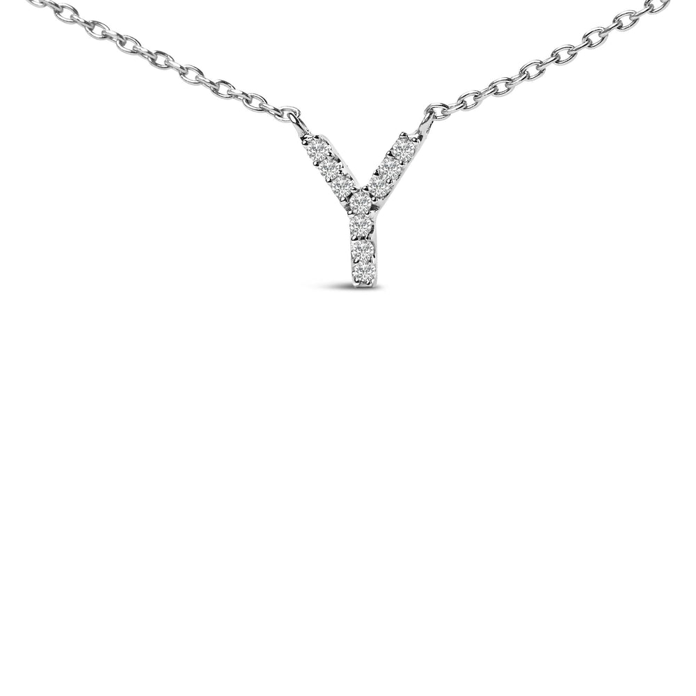 10K White Gold Diamond Accent "A-Z" Block Initial Pendant Necklace