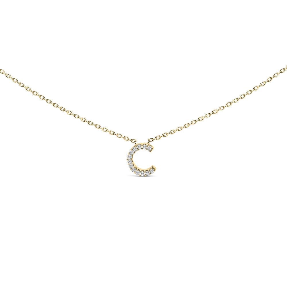 10K Yellow Gold Diamond Accent "A-Z" Block Initial Pendant Necklace