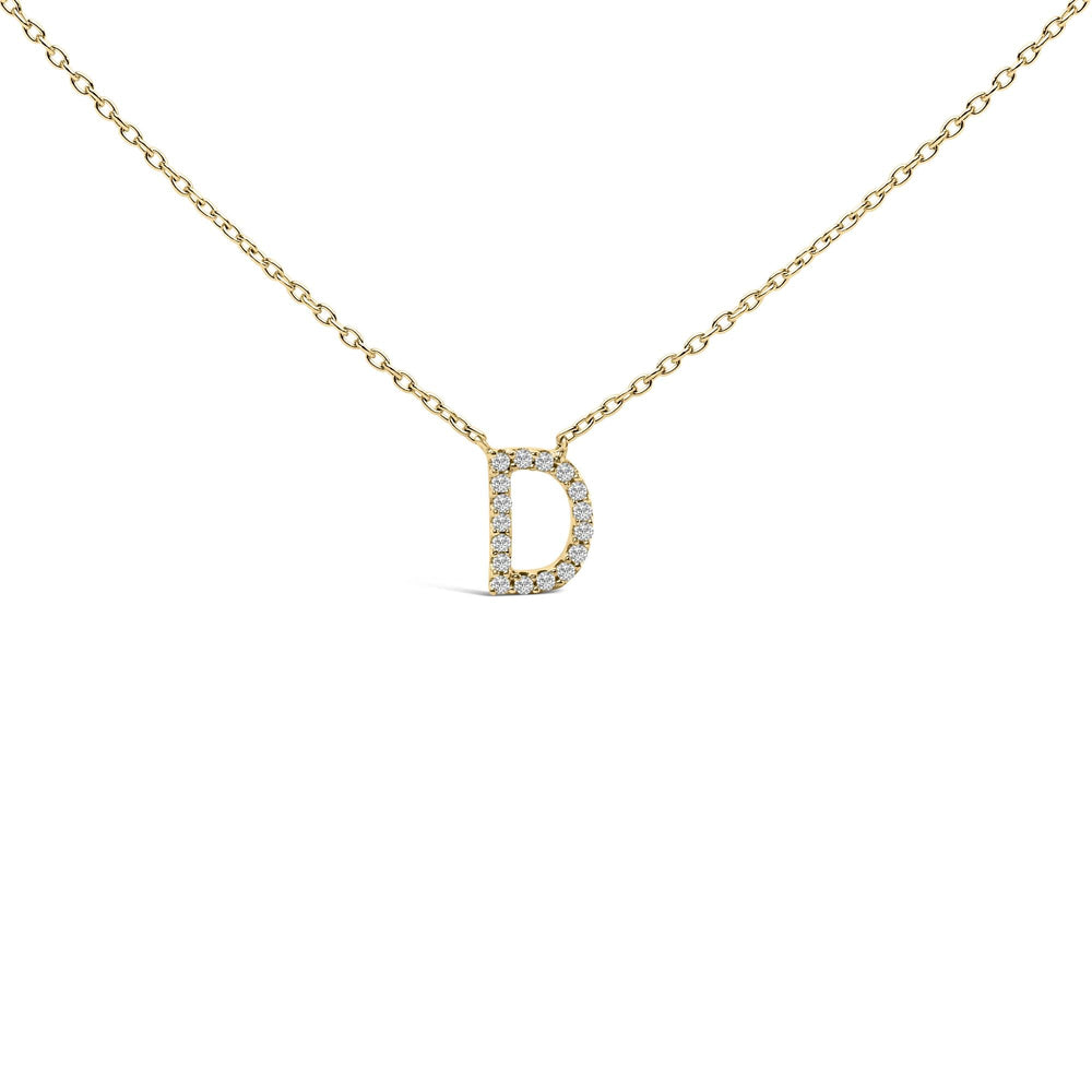 10K Yellow Gold Diamond Accent "A-Z" Block Initial Pendant Necklace