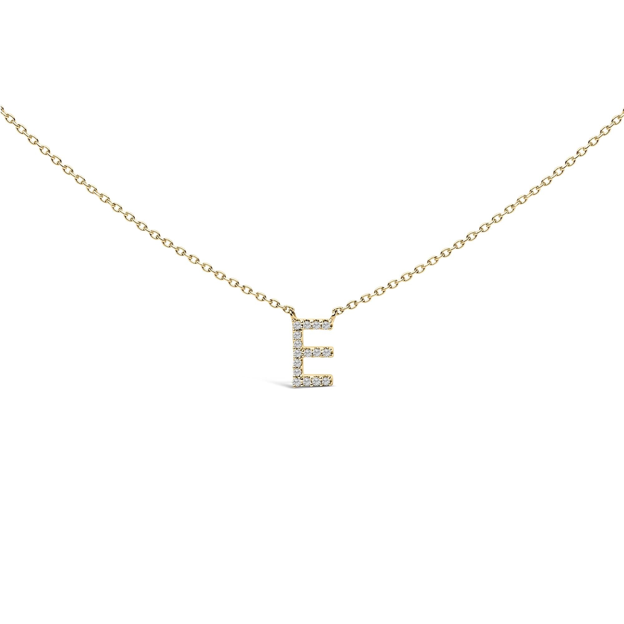 10K Yellow Gold Diamond Accent "A-Z" Block Initial Pendant Necklace