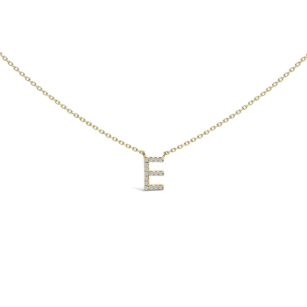 10K Yellow Gold Diamond Accent "A-Z" Block Initial Pendant Necklace