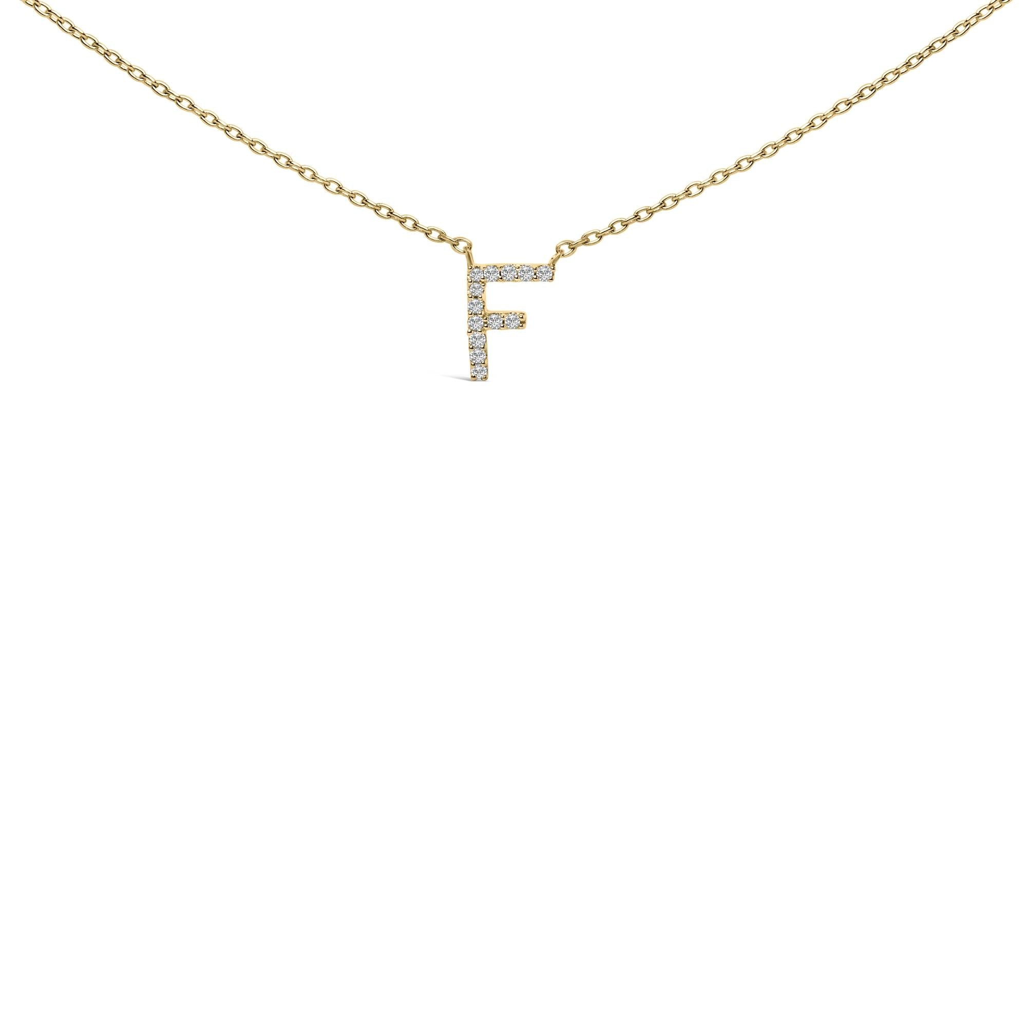 10K Yellow Gold Diamond Accent "A-Z" Block Initial Pendant Necklace