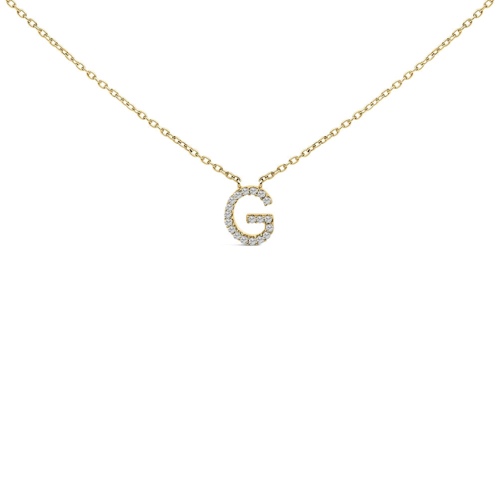 10K Yellow Gold Diamond Accent "A-Z" Block Initial Pendant Necklace