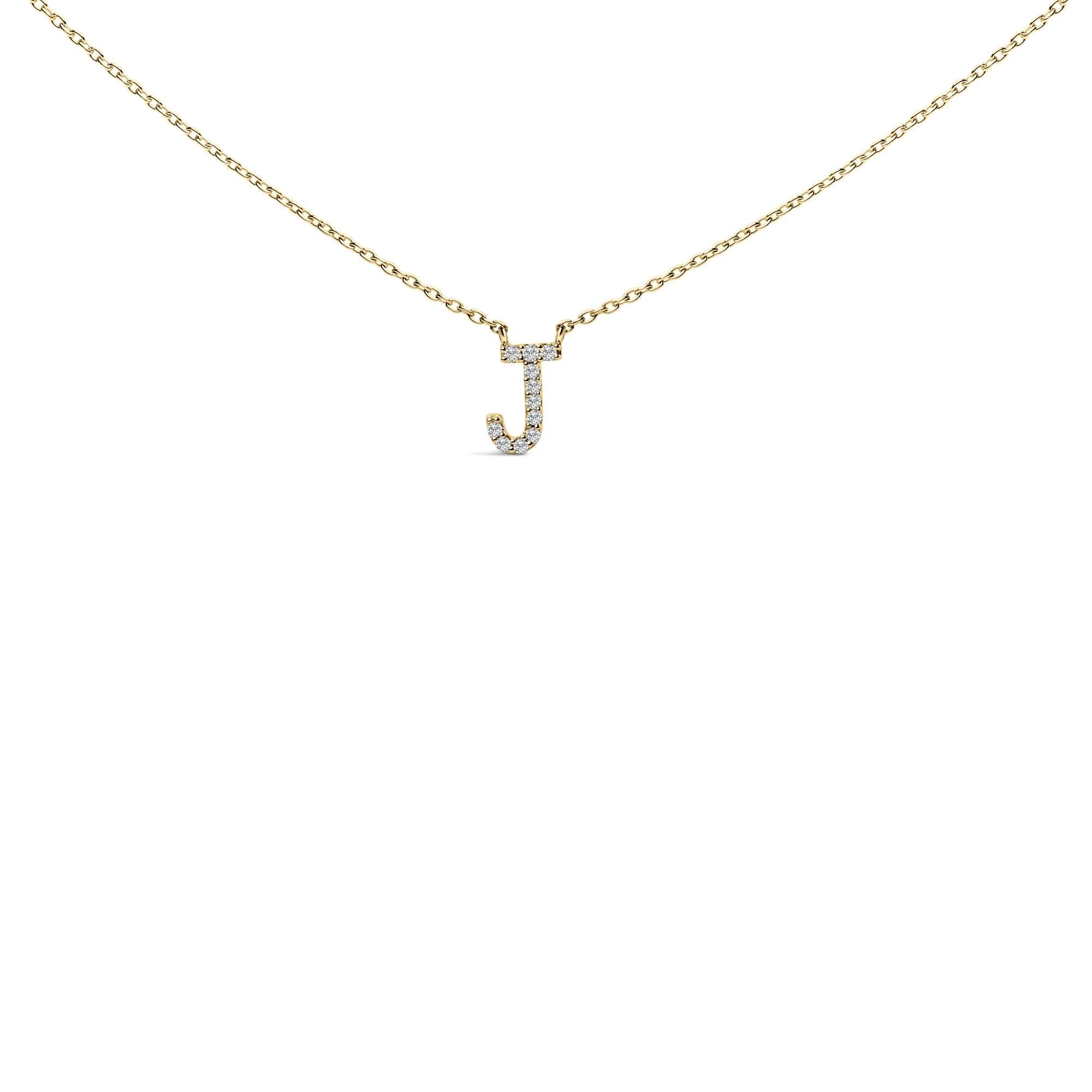 10K Yellow Gold Diamond Accent "A-Z" Block Initial Pendant Necklace