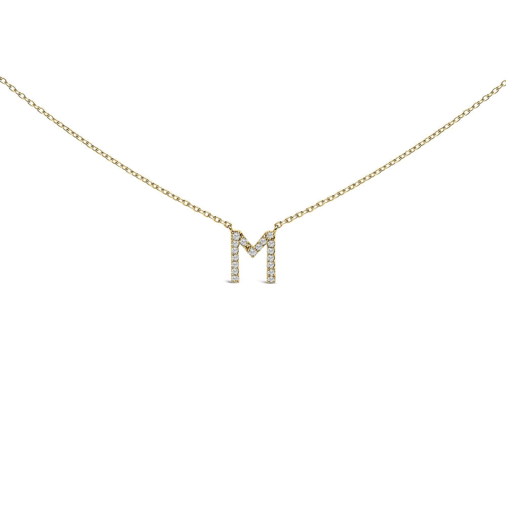10K Yellow Gold Diamond Accent "A-Z" Block Initial Pendant Necklace
