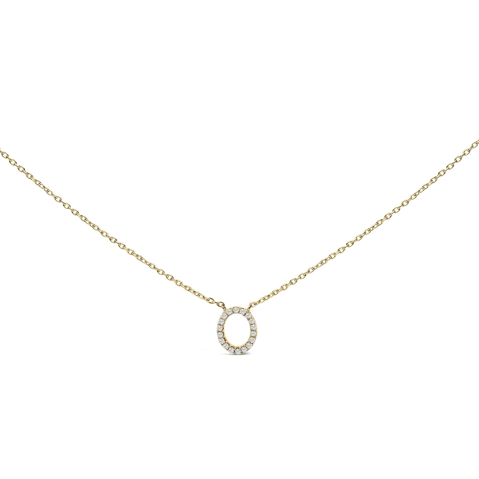 10K Yellow Gold Diamond Accent "A-Z" Block Initial Pendant Necklace