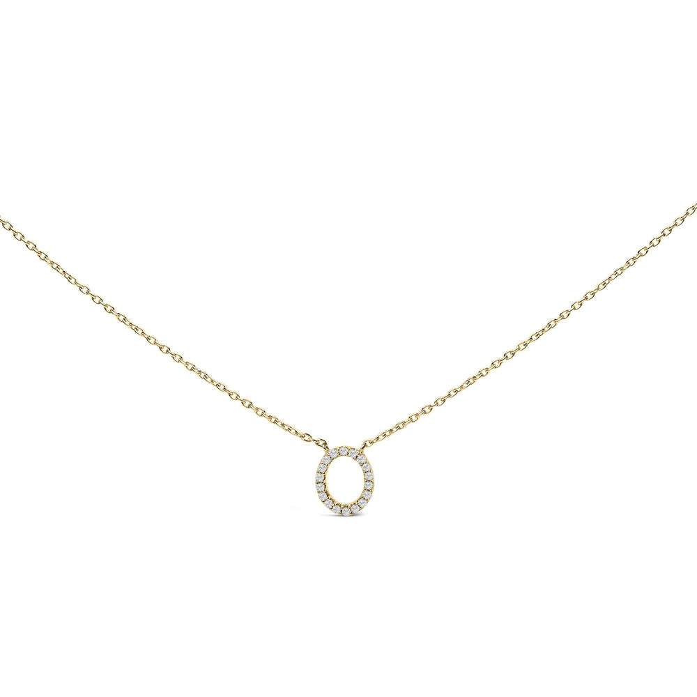 10K Yellow Gold Diamond Accent "A-Z" Block Initial Pendant Necklace
