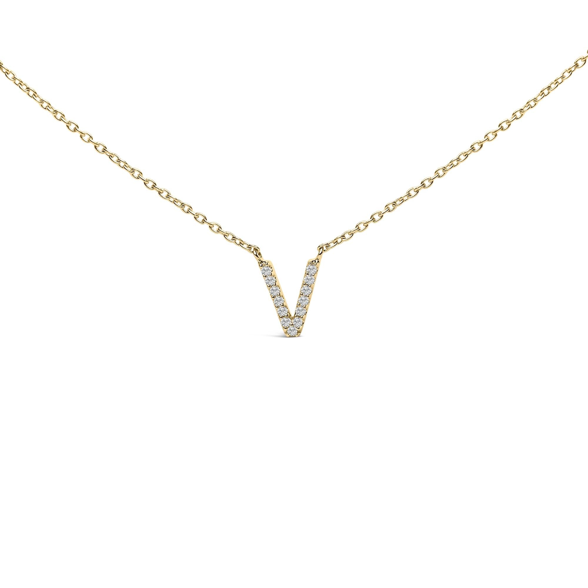 10K Yellow Gold Diamond Accent "A-Z" Block Initial Pendant Necklace