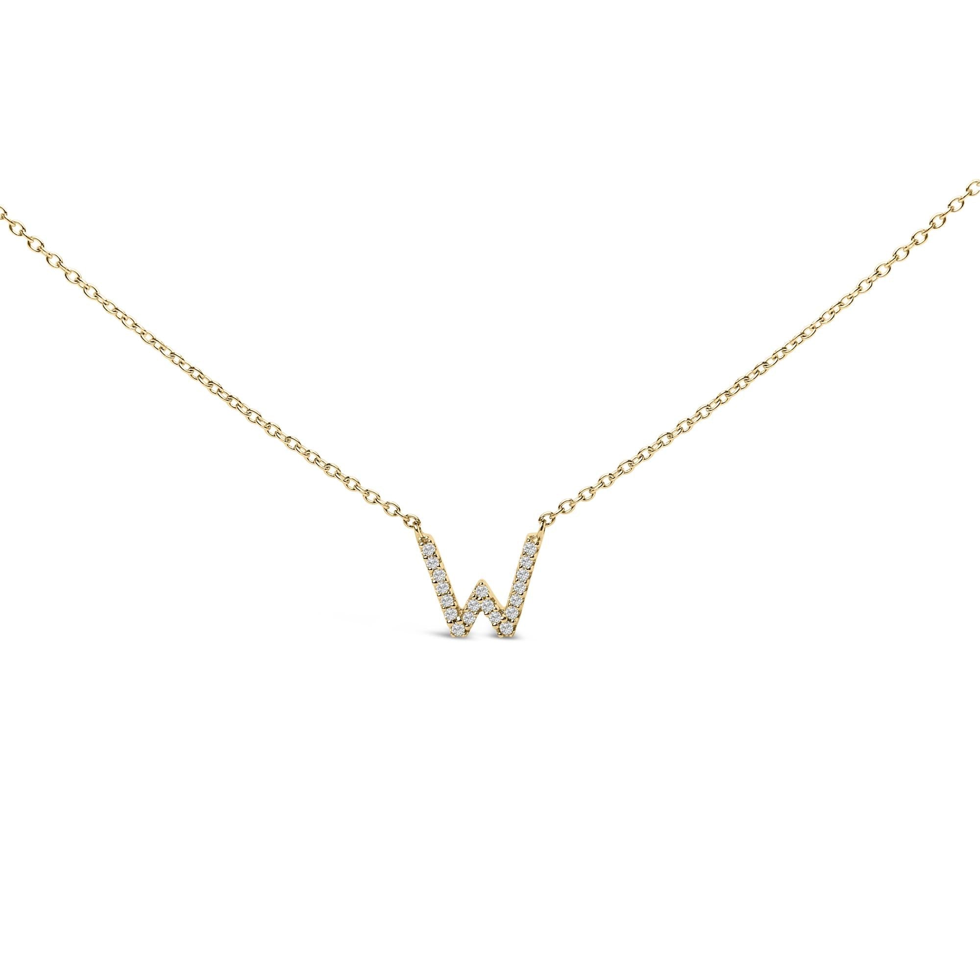 10K Yellow Gold Diamond Accent "A-Z" Block Initial Pendant Necklace